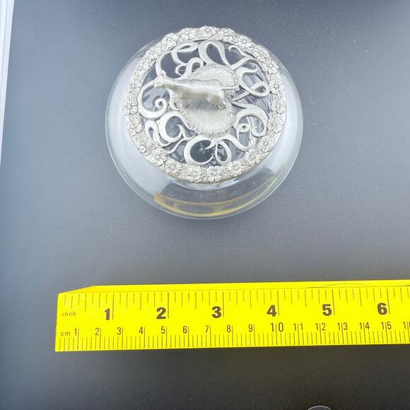 Vtg Glass Jar Pewter Lid – Dog Figurine Handle – Wilton Armetale 1993 – 5” - Picture 7 of 7